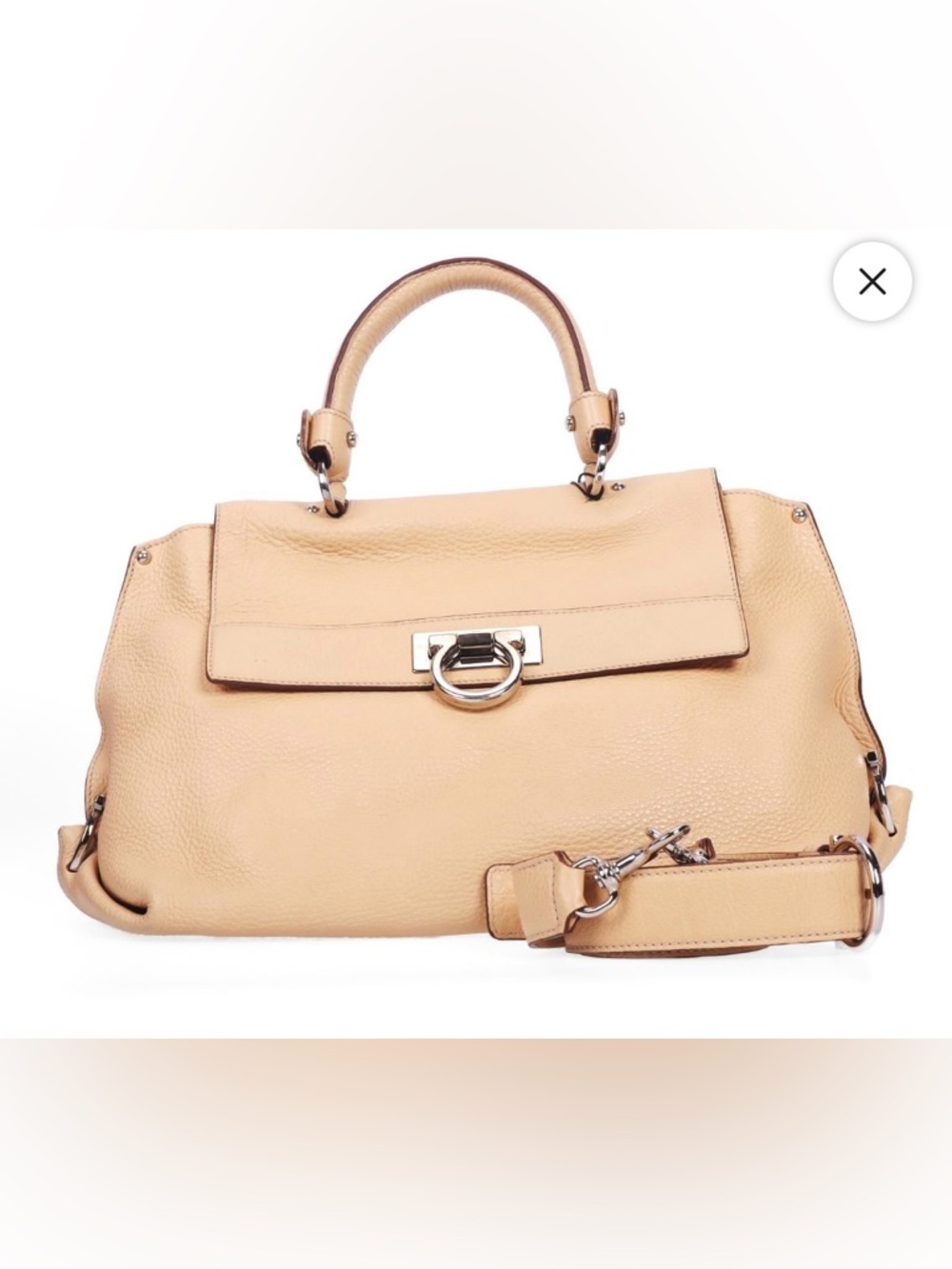Elegant Salvatore Ferragamo Beige Leather Top-Handle Satchel